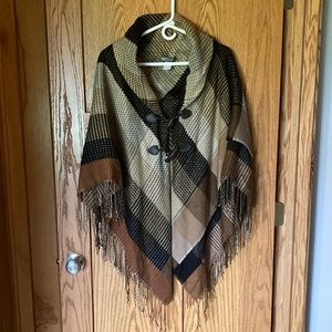 Accessory Street New York Women's Plaid Wrap Cape Poncho Sweater, One size